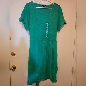 Chaps Green Casual Faux-wrap Dress